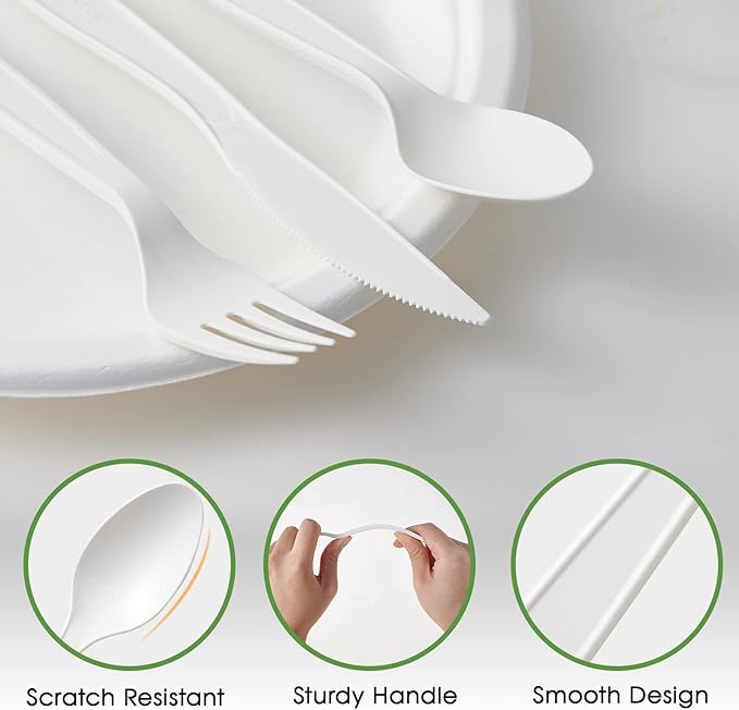 ECOLipak 150 Pack 7 Inch CPLA Disposable Compostable Spoons for Party