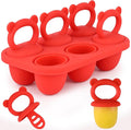 Sakolla Baby Popsicle Molds Mini 6-Cavity Silicone Ice Pop Mold with Sticks Breastmilk Popsicle Molds for Teething Relief Toddler Popsicle Mold for Ice Cream Frozen Yogurt and Fruit Juice (Red)