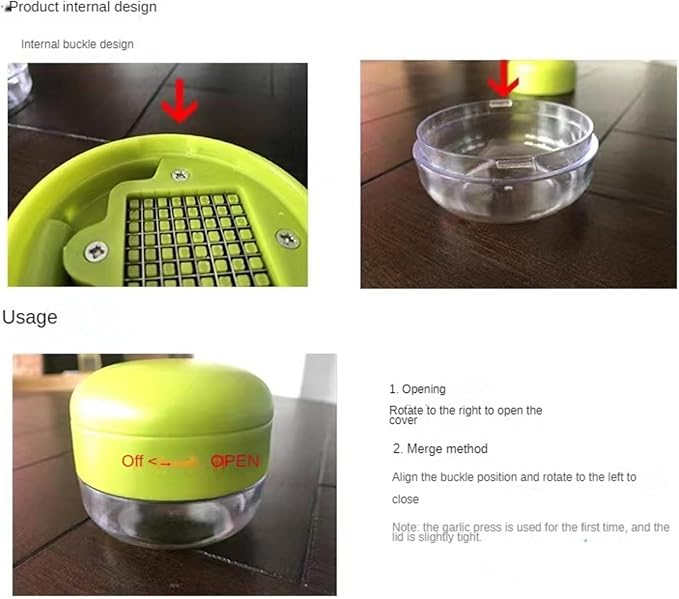 HXLIANG Garlic Press Dicer Wheel, Plastic Garlic Masher, Simple Household Manual Kitchen Tool with Garlic Press Box (rotundity)