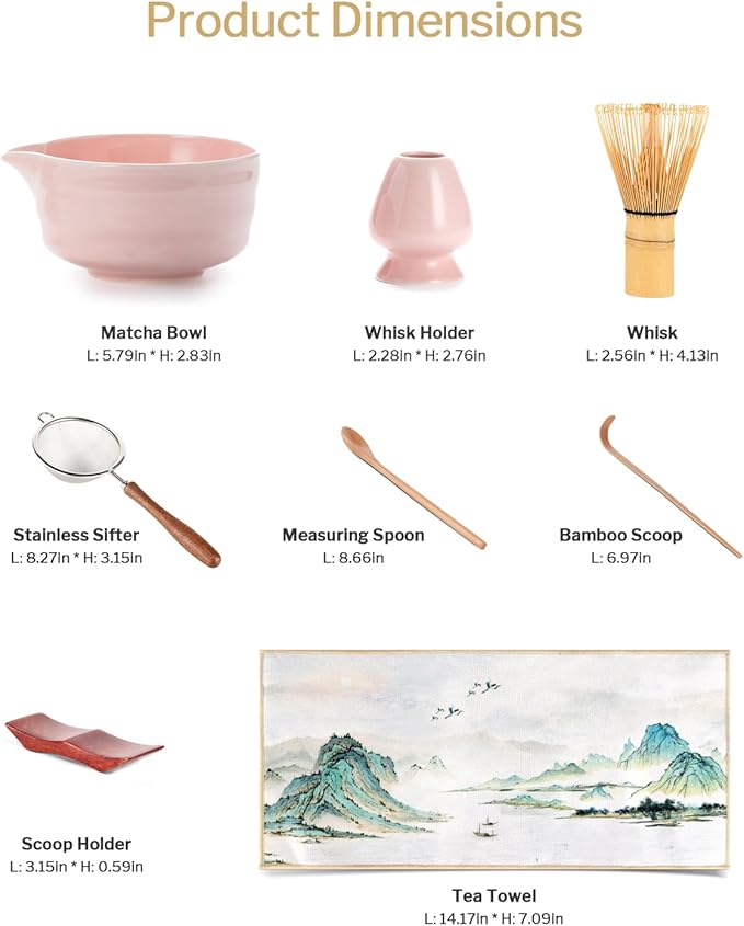 Matchamantra Premium Matcha Ceremony Set – Complete 9-Pcs Ritual Kit – Presented in Luxury Magnetic Gift Box, Perfect for Gifting or Self-Care (Sakura Pink)