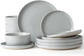 Famiware Milkyway 12-Piece Stoneware Dinnerware Set, Light Gray