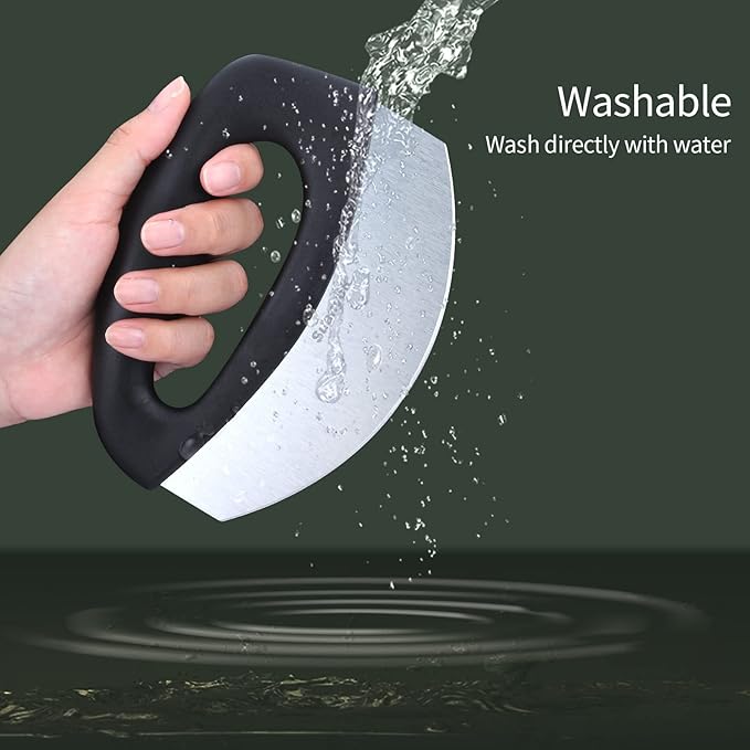 Suanyok Pizza Cutter Stainless Steel Rocker Blade with Cover(Black)