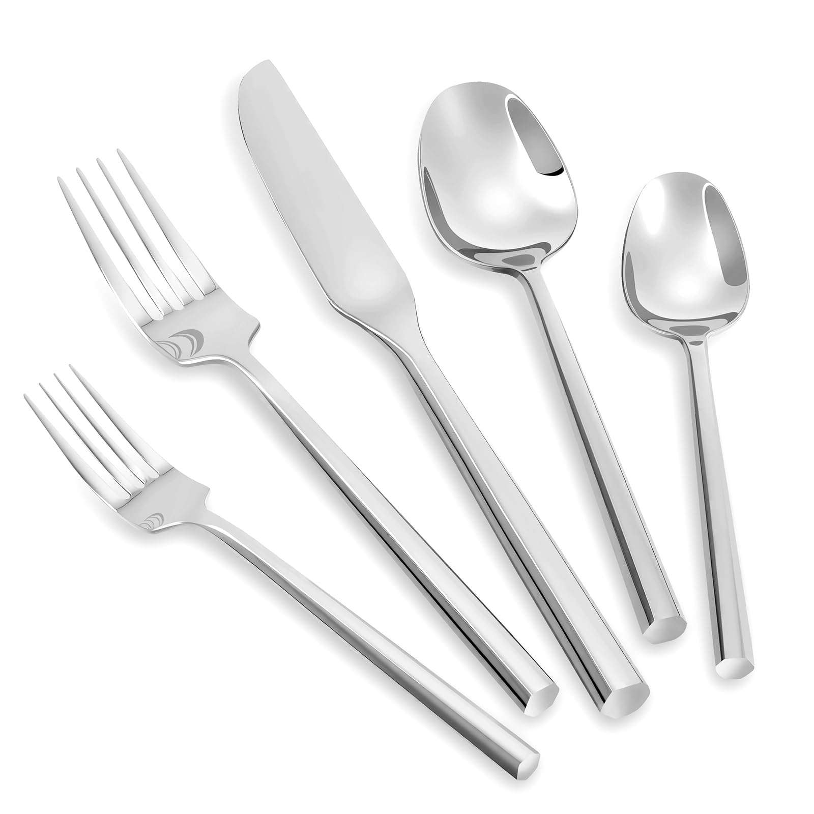 Kelenfer Silverware Set with Hexagon Handle 20 Piece Service for 4