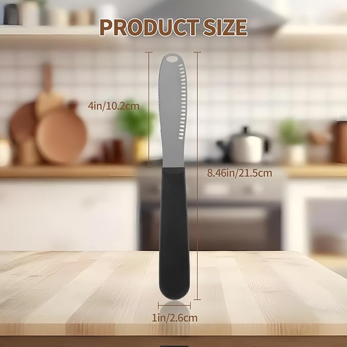 Creztail 2 Pcs Butter Knife Spreader with Holes, 3 in 1 butter knife, butter curler knife, Butter Grater with Ergonomic Handle, stainless steel butter spreader for Butter, Cheese, Jam