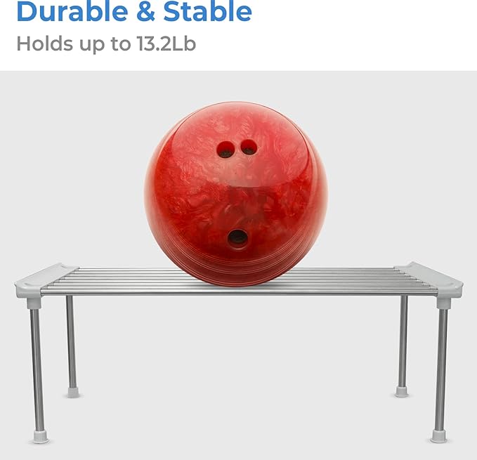 carrotez Set of 2 Stackable Cabinet Organizer Shelf 15.7 x 7.8 x 6.1 White