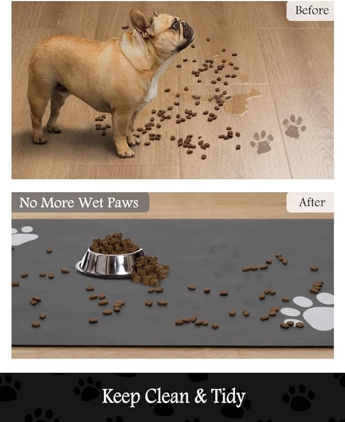 PADOOR Pet Feeding Mat-Absorbent Dog Mat for Food and Water Bowl-No Stains Easy Clean Dog Food Mat-Quick Dry Water Dispenser-Puppy Supplies Accessories
