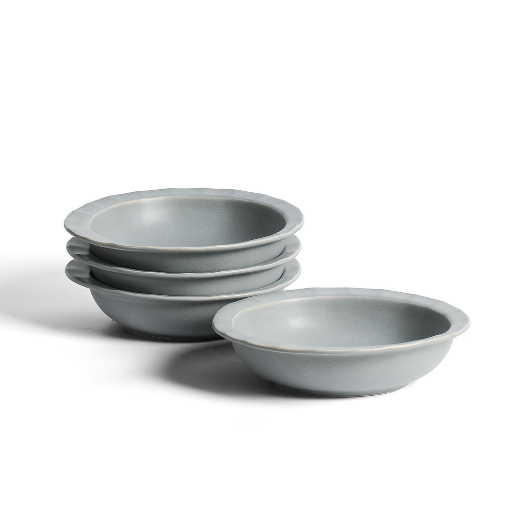 Stone Lain Oasis Stoneware Bowl Dish Set, 4-Piece Pasta Bowls - Ceramic Serving Dishes for Ramen, Fruit, Cereal, Dinner - Microwave & Dishwasher Safe, Grey Blue