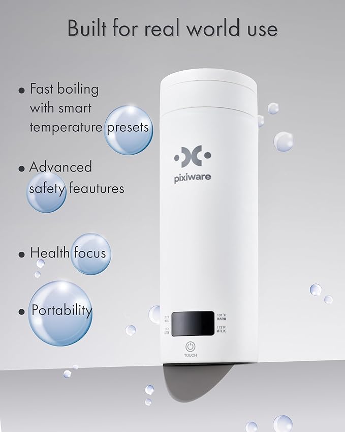 Portable Travel Small Mini Electric Kettle, Twist Lid, 450ml, 4 Temp Preset