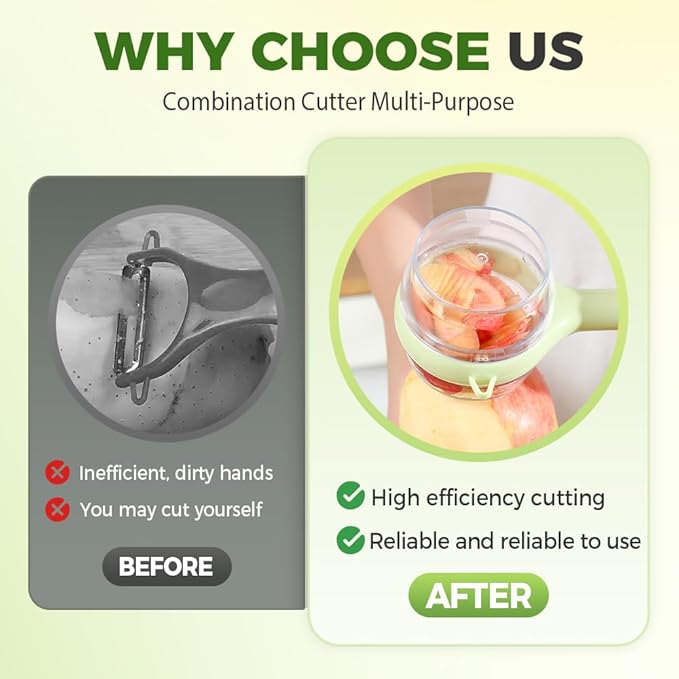 3 in 1 Peeler with Container, 2025 New Stainless Steel Peelers with Container with Handle Fruit Knife, Multifunctional Vegetable Peelers for Home Kitchen (Yellow and Green)