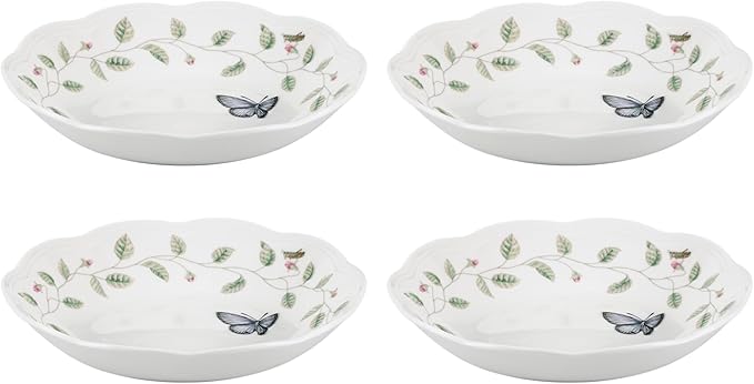 Lenox Butterfly Meadow Porcelain Pasta Bowl Set for 4, 20oz