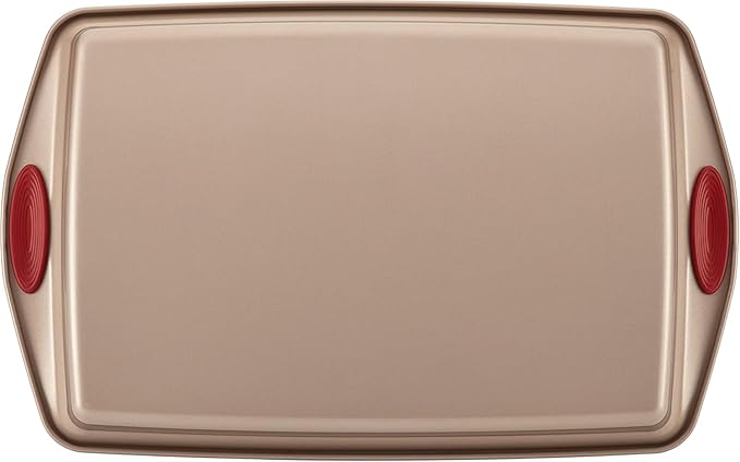 Rachael Ray Cucina Nonstick Bakeware Baking Pans Set, Latte Brown and Cranberry Red, Baking Dishes, 10-Piece