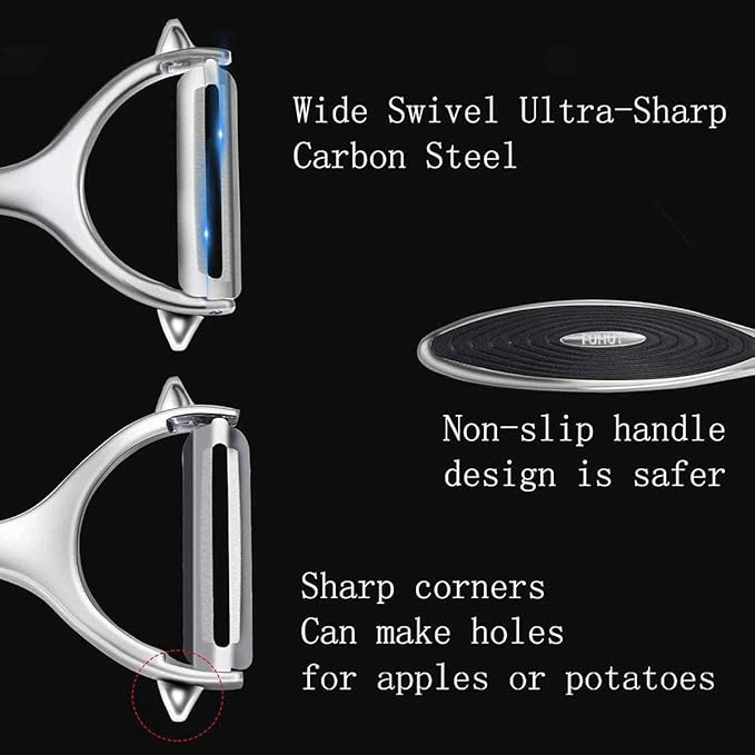 FUHUY Vegetable, Apple Peelers for kitchen, Fruit, Carrot, Veggie, Potatoes Peeler, Y-Shaped and I-Shaped Stainless Steel Peelers, with Ergonomic Non-Slip Handle & Sharp Blade, Good Sturdy (2PCS)