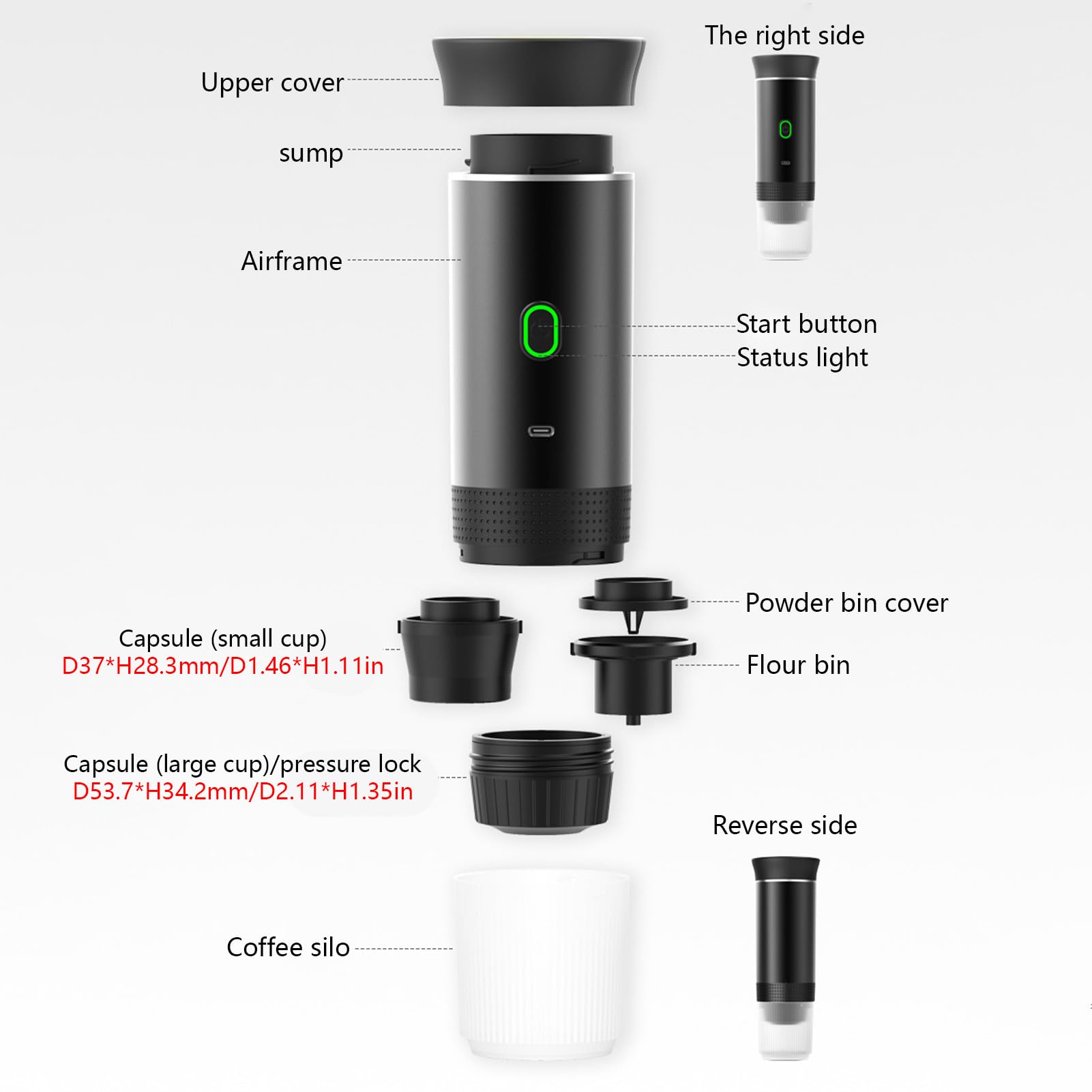 Irishom Portable Coffee Machine, 3 in 1 Cordless Electric Coffee Maker, Work with Capsule and Ground Coffee, Cold Brew and Heating Coffee Maker with 150ml Cup