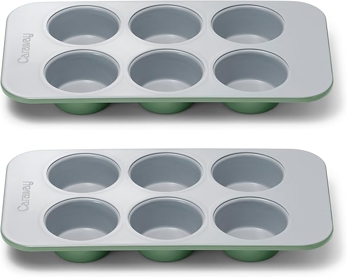 Caraway Non-Stick Ceramic-Coated 6-Cup Muffin Pan Duo