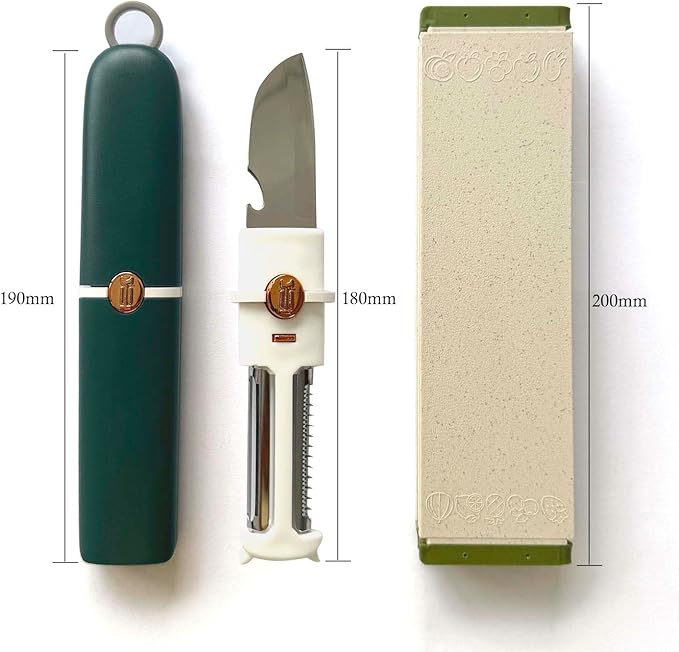 Maeluo 5-in-1 Small Cutting Board Set, Multifunctional Travel Stainless Steel Fruit Knife with Cover, Outdoor Portable Peeling Fruit Potato Peeler for Travel, Camping, Kitchen (Orange)