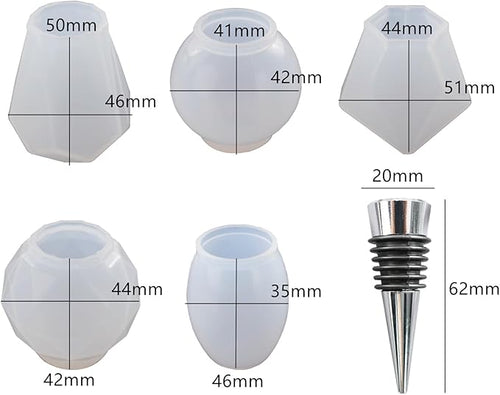 10 Pack Wine Stopper Resin Casting Mold Accessories - 5 Molds + 5 Accessories for Soap Making, Candle Making, Resin Making