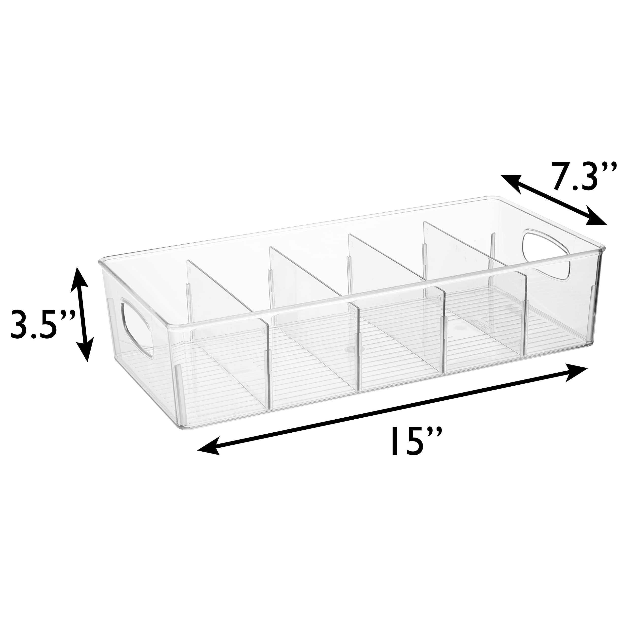 ClearSpace Plastic Pantry Organization and Storage Bins with Removable Dividers – XL Perfect Kitchen / Refrigerator/ Cabinet Organizers, 2 Pack