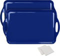Extra Large Melamine Platters, 19''x11.6'' Serving Tray with Handles for Cookie, Cupcakes, Desserts, Dishwasher Safe, Ottoman Tray Decor, Set of 2, 2 pcs Mats Included (Blue)