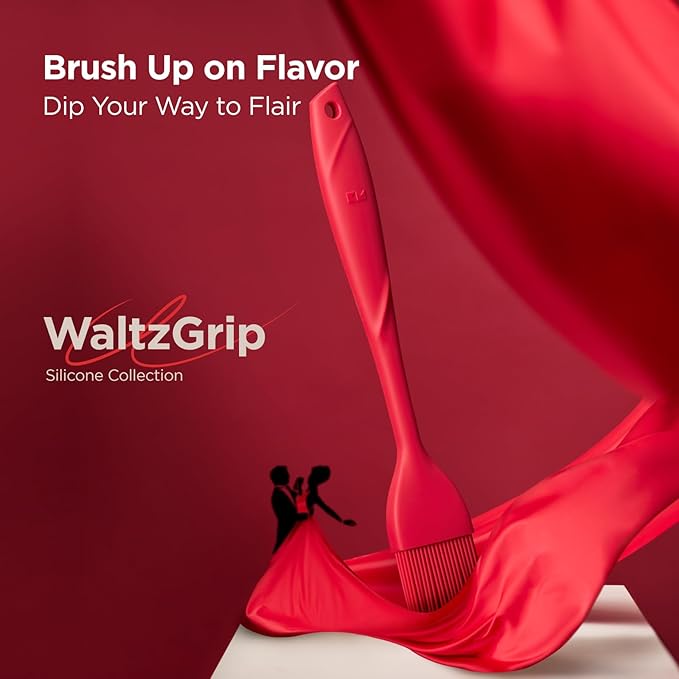 Kitchen Mama WaltzGrip Platinum Silicone Basting Pastry Brush, Red