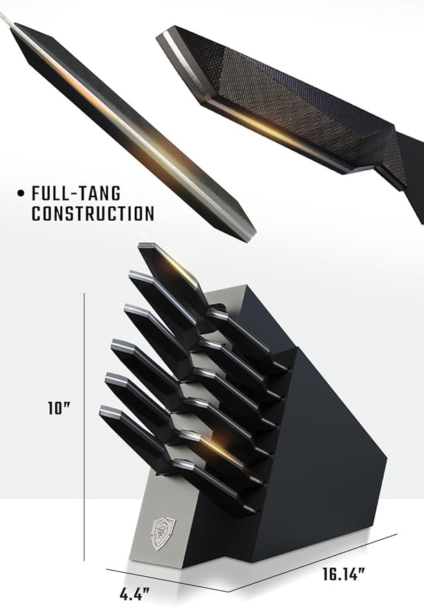Dalstrong 12-Piece Knife Block Set — All-Black Titanium-Coated Blades, 15° Honbazuke Edge, Full-Tang G-10 Handles — Shadow Black Series For Modern Dark Kitchens & Statement Cooks — NSF Certified