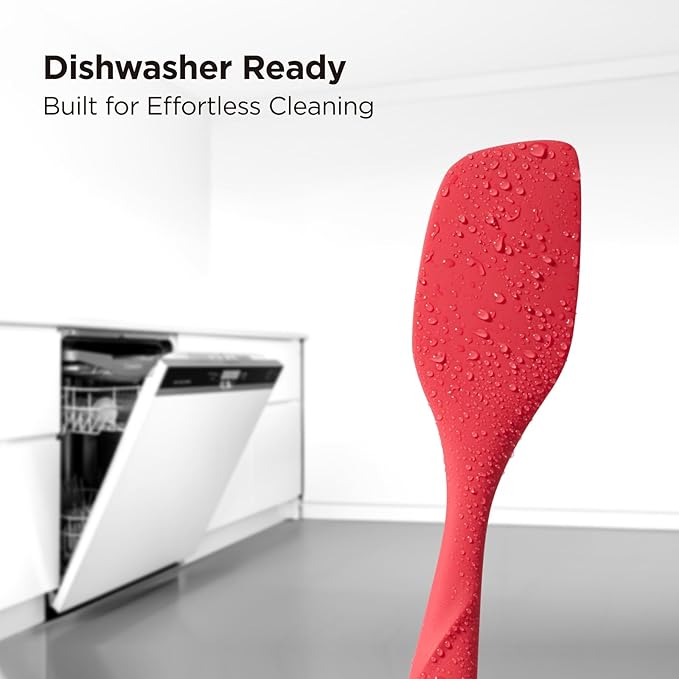 Kitchen Mama WaltzGrip Platinum Silicone Scraping Spatula, Red
