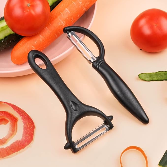 AUAUY 2PCS Potato Peeler, Y and I-Shaped Swivel Vegetable Peeler Set, Black