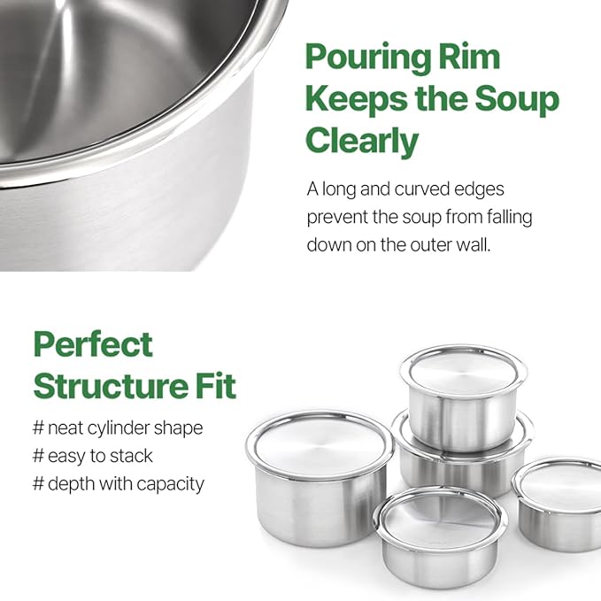EVERSTEN CaKE 5PCS Stainless Steel Food Storage Containers With Lids 5PCS Canister Set Kitchen Appliances Dishwasher Safe Premium South Korea
