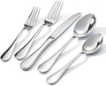 18/10 Stainless Steel Silverware Set for 6, 30 Piece Teardrop Flatware Set