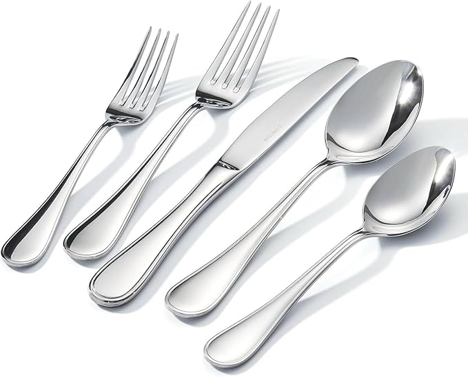 18/10 Stainless Steel Silverware Set for 6, 30 Piece Teardrop Flatware Set