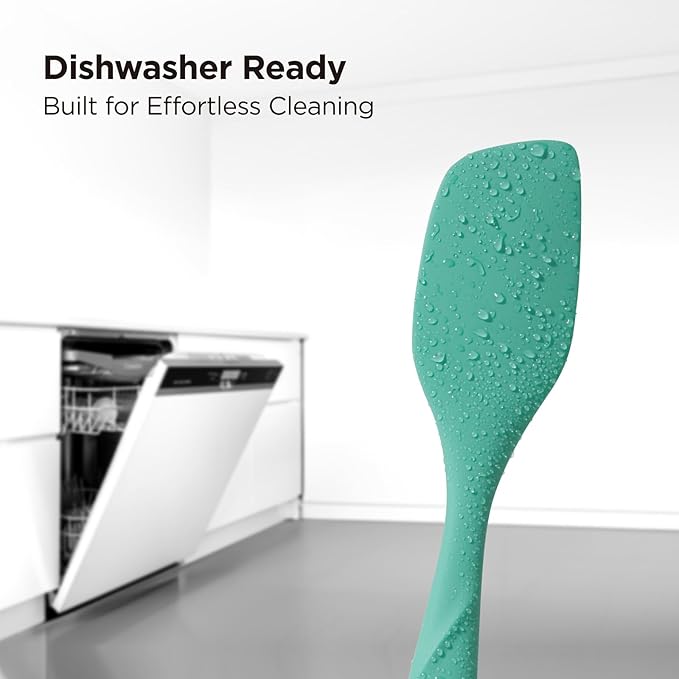 Kitchen Mama WaltzGrip Platinum Silicone Scraping Spatula, Teal