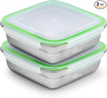 2 Pack Sandwich Containers, 40oz Stainless Steel Sandwich Box with Airtight Lids, Reusable Metal Meal Prep Lunch Boxes, BPA-Free, Dishwasher Safe, Large Capacity Food Storage Containers (Green)