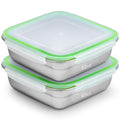 2 Pack Sandwich Containers, 40oz Stainless Steel Sandwich Box with Airtight Lids, Reusable Metal Meal Prep Lunch Boxes, BPA-Free, Dishwasher Safe, Large Capacity Food Storage Containers (Green)