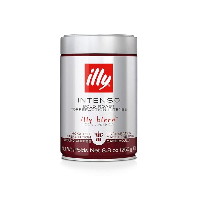 illy Ground Moka Coffee, Intenso Dark Roast, 8.8oz, 6 Pack
