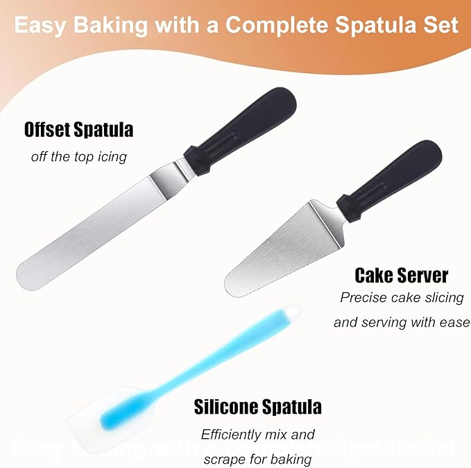 hvominxs Aluminium Cake Turntable Set with Revolving 12 Inch Cake Stand for Decorating, Offset Spatula, Cake Server, Stainless Steel Frosting Icing Smoother, Pastry Bags and Other Baking Tools（16Pcs）
