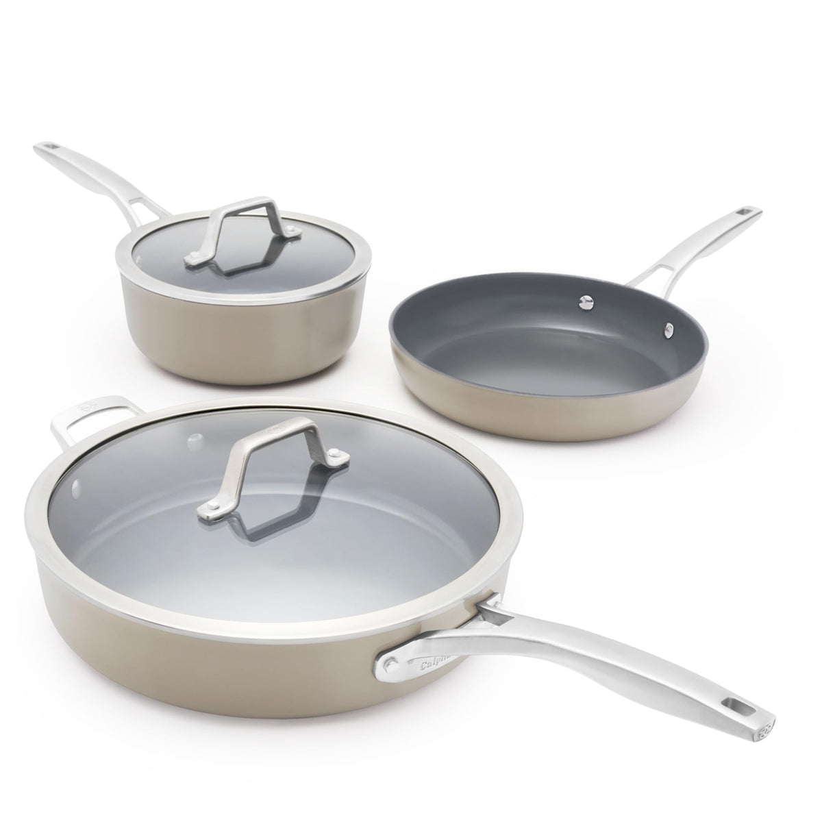 Calphalon® Premier Ceramic Nonstick 5-Piece Cookware Set, Mushroom Grey