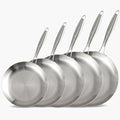 LOLYKITCH 8-9-10-11-12 Inch Tri-ply Stainless Steel Frying Pan Set,Skillets,Chef's Induction Cooking Cookware Set,Dishwasher and Oven Safe,Detachble Handle