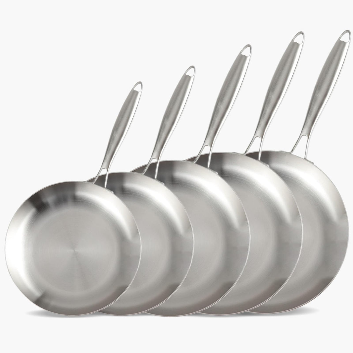 LOLYKITCH 9.5 Inch Small Stainless Steel Pan | Tri-Ply | PFOA & PTFE Free