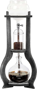 Uphilltool Cold Brew Drip Coffee Maker, 600ml/20.29 Ice Coffee Brewer Machine Cold-Drip Coffee Tower with Glass Container Wood Stand for Home Office