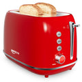 2 Slice Stainless Steel Toaster Retro with 6 Bread Shade Settings, Bagel, Cancel, Defrost Function, Extra Wide Slot, Removable Crumb Tray, Red