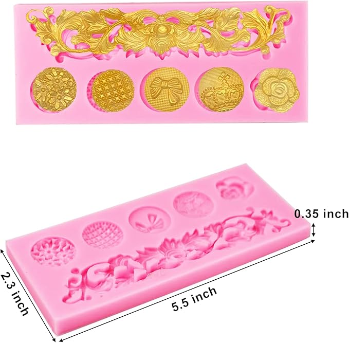 Baroque Silicone Molds, AIMEIKI 3 Pack Baroque Border Fondant Molds Scroll Lace Mold Vintage Curlicues Baking Molds for Cake Decorating, Chocolate, Cupcake Topper, Clay Crafts
