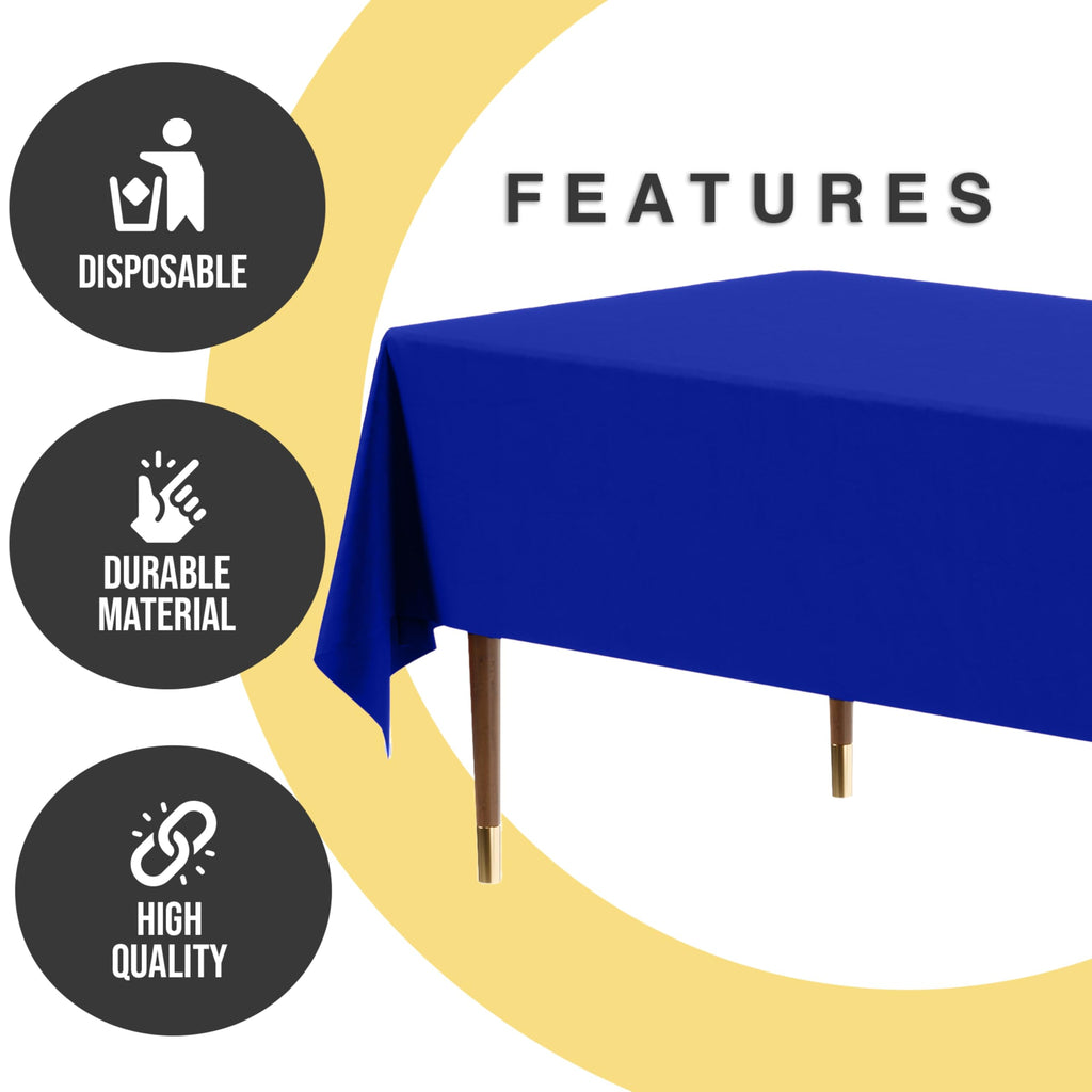 Party Solids 66% Thicker Premium Plastic Table Cloth Rectangle Table Cover 0.5 Mil 6 Pack Dark Blue Table Cloth 54 Inch x 108 Inch Disposable Tablecloth Won't Tear Easily Like Cheap Thin Brands