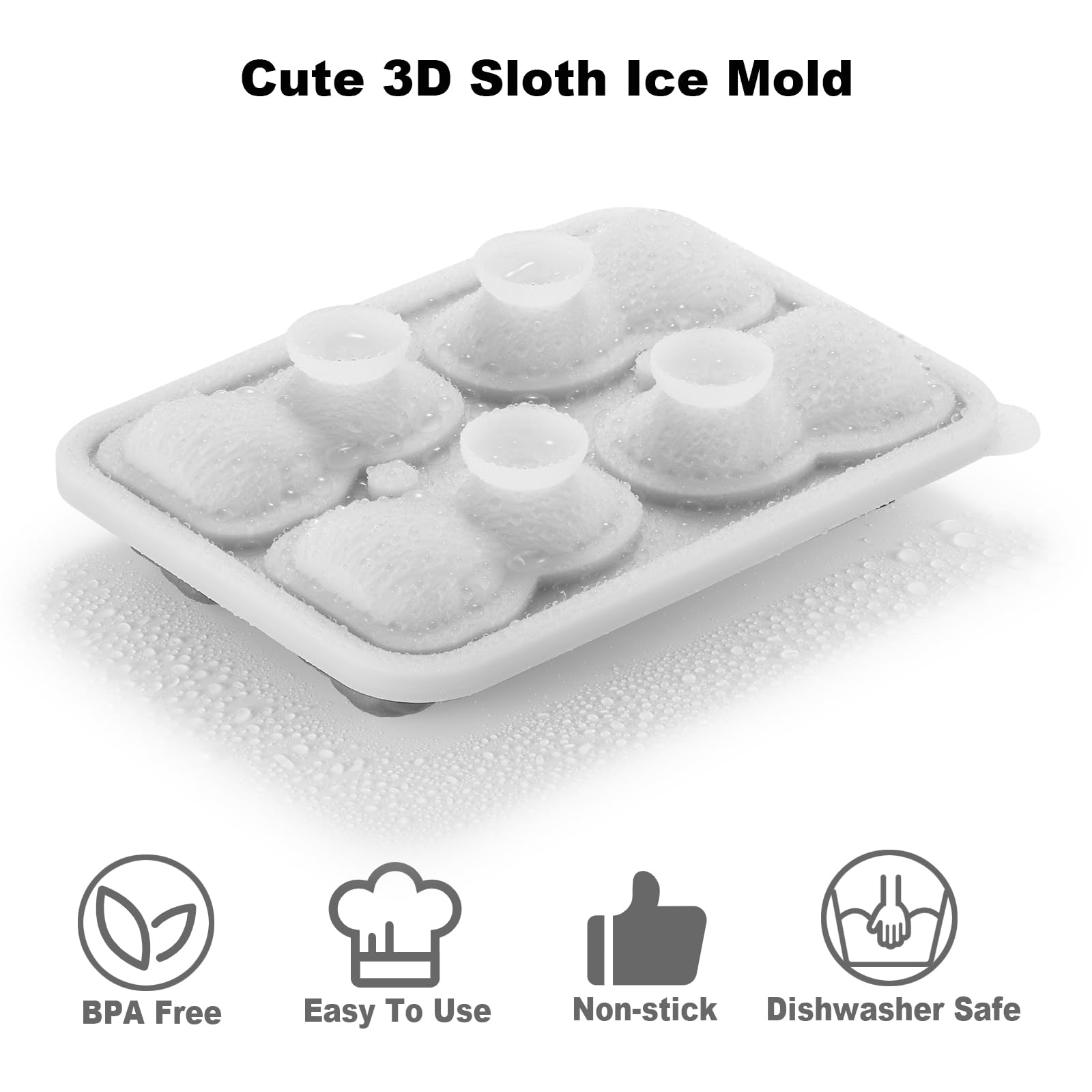 Nax Caki 3D Sloth Ice Cube Mold Fun Shapes, Cute Sloth Gifts for Women, Large Craft Ice Mold, Big Sloth Ice Cube Trays for Whiskey Cocktails Bourbon