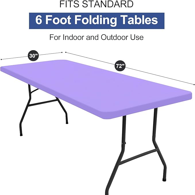 homing Rectangle Table Cloth Cover, Water-Resistant Polyester Elastic Fitted Tablecloth, Fits for 6 Foot Folding Tables, Washable Table Protector for Picnic, Camping, Outdoor (Lavender, 30" x 72")