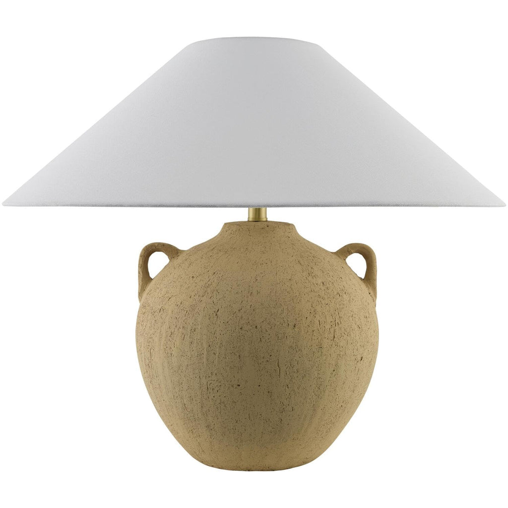 Livabliss x Galey Alix Araya Vintage Clay Jar Table Lamp, 22" H x 22" W x 22" D, Tan