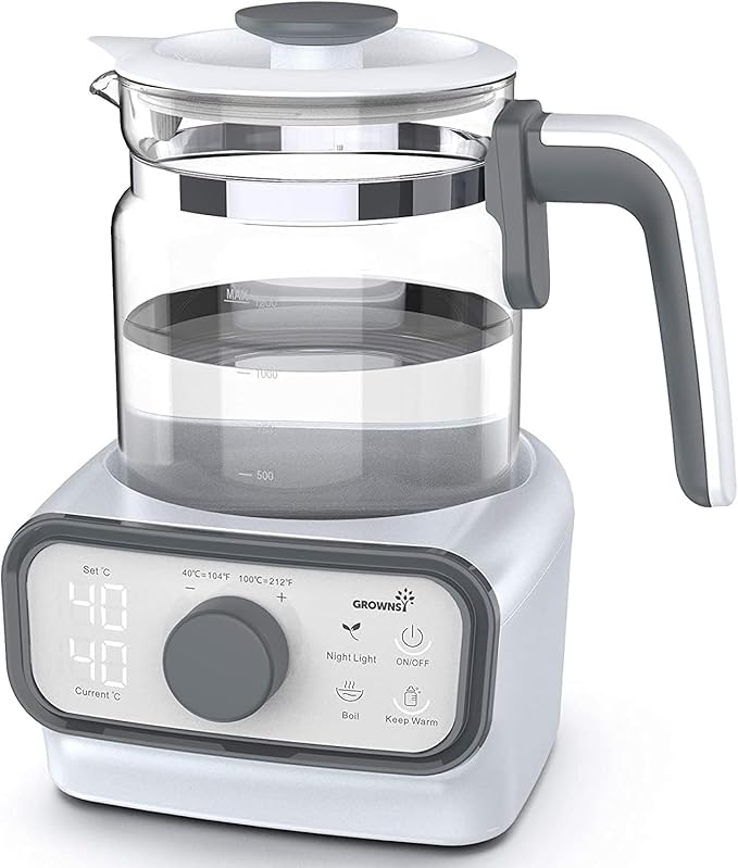 GROWNSY Baby Instant Warmer & Glass Water Boiler with LCD Display and Timer