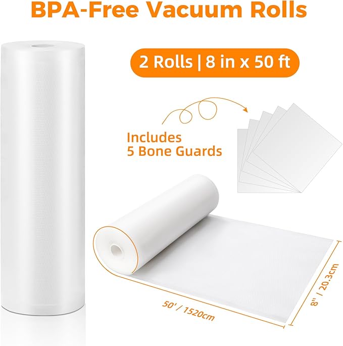 Wevac Vacuum Sealer Bags for Food 11x50 2 Rolls, Fit Food Saver Machines