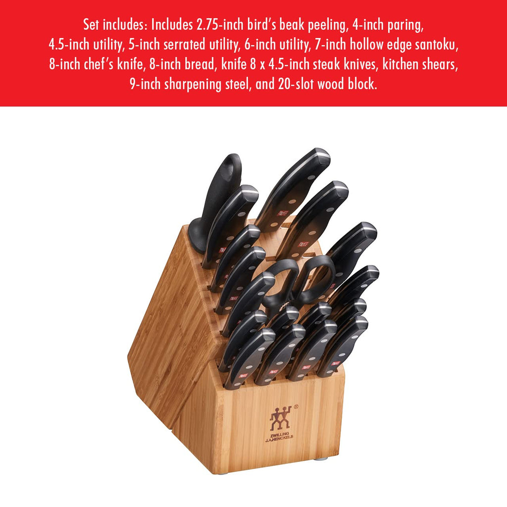 ZWILLING Twin Signature 19-pc Kitchen Knife Set with Block, Chef Knife, Professional Chef Knife Set, German Knife Set Light Brown