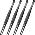 Yaomiao 4 Packs 12 Inch Bar Tweezers Black Cocktail Tongs Long Garnish Tweezers Stainless Steel Bartender Kitchen Cooking Tongs for Cocktail Food Fruit Korean BBQ Bartender Chef, Multi-use