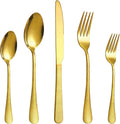 40 Pcs Gold Silverware Set for 8, Food Grade Stainless Steel Flatware Set, Eating Utensils Sets Include Fork/Knife/Spoon, Reusable Cutlery Set for Home Kitchen, Dishwasher Safe, Wave Hammered