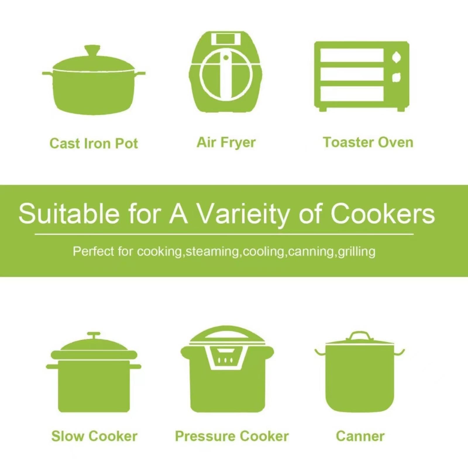 GHYUOPIEF Slow Cooker Silicone Rack, Used for Roasting Pot Cooking Steamer Silicone Pressure Cooker Baking Accessories Compatible with 6 quarts and 8 quarts Stove (Oval, Green, red)